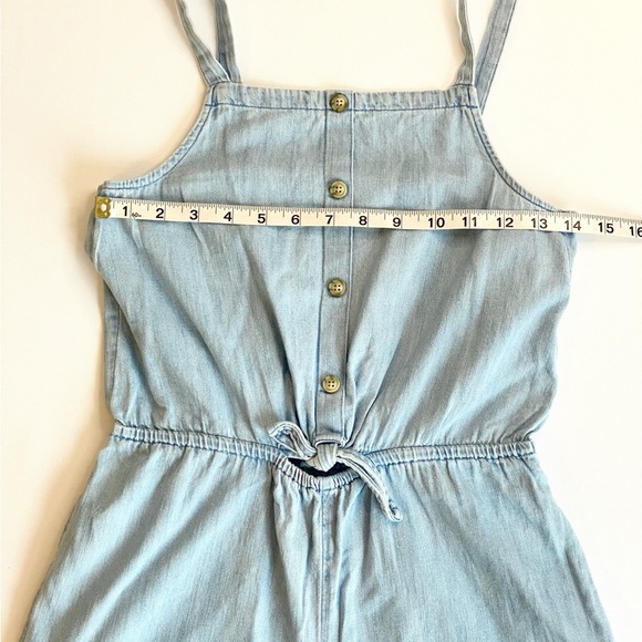 Old Navy Girls Chambray Romper Size 14–16 | Button Front Tie Waist - Picture 8 of 11